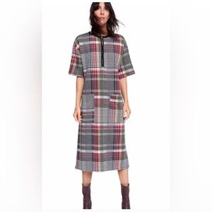 Zara Plaid Dress in Red, Gray, and Black
